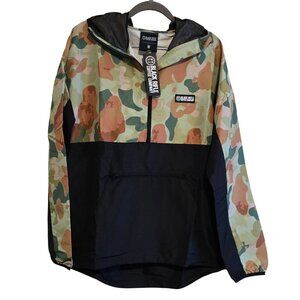 Black Rifle Coffee Co Mens Camo & Black Pullover Windbreaker Jacket With Hood Si